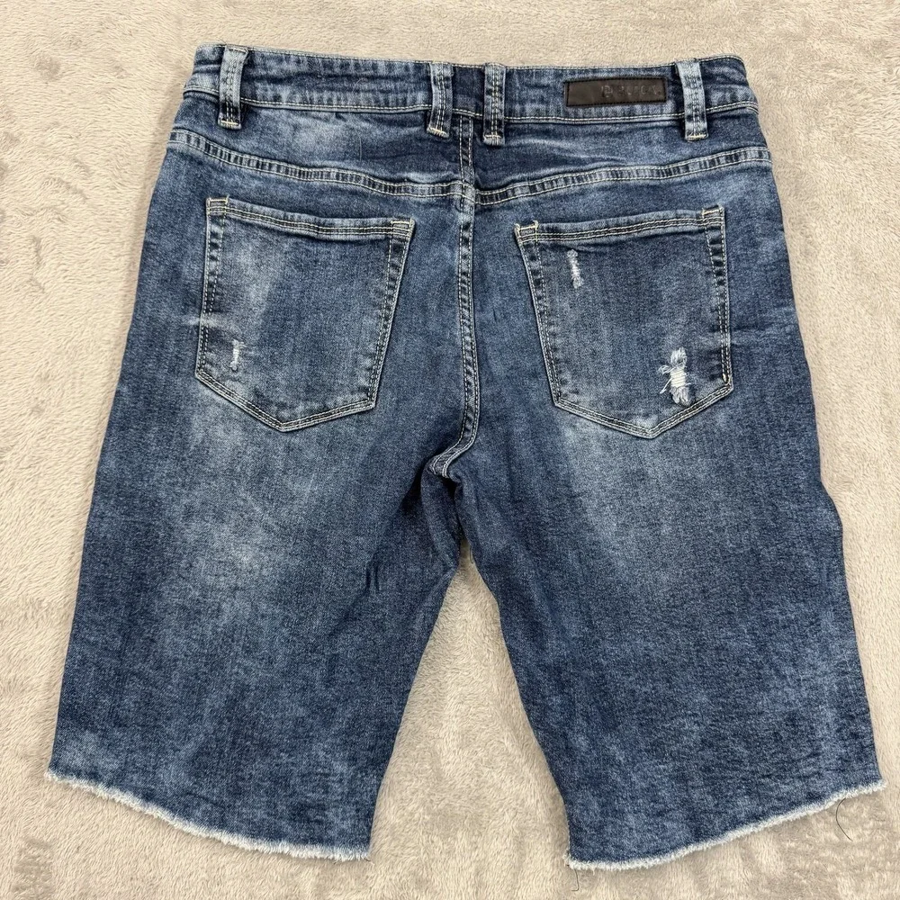 Rue 21 CJ Black Shorts Mens 32 Blue Acid Wash Cut Off Denim Flex 11